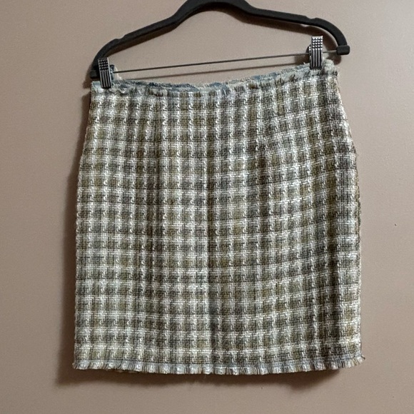 NWT NTS Sz 8 Tweed Houndstooth Lined Mini Skirt Pockets Blue Ivory Yellow - Picture 7 of 15